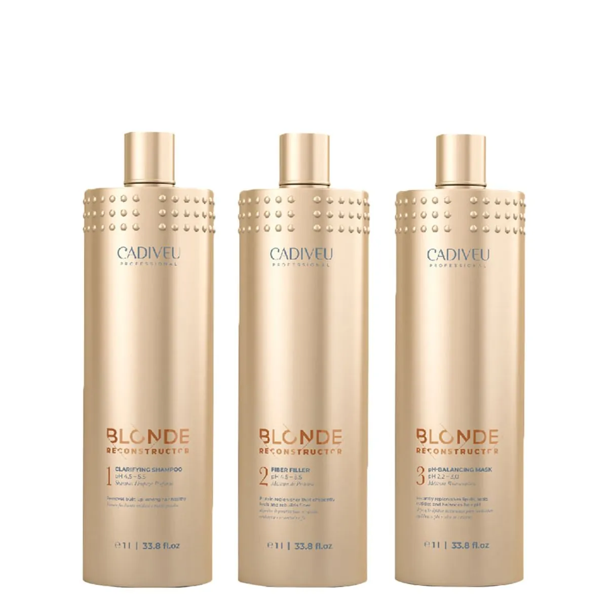 Kit Cadiveu Blonde Reconstructor Keeper Shampoo 1000ml + Máscara Proteína 1000ml + Máscara Balancead