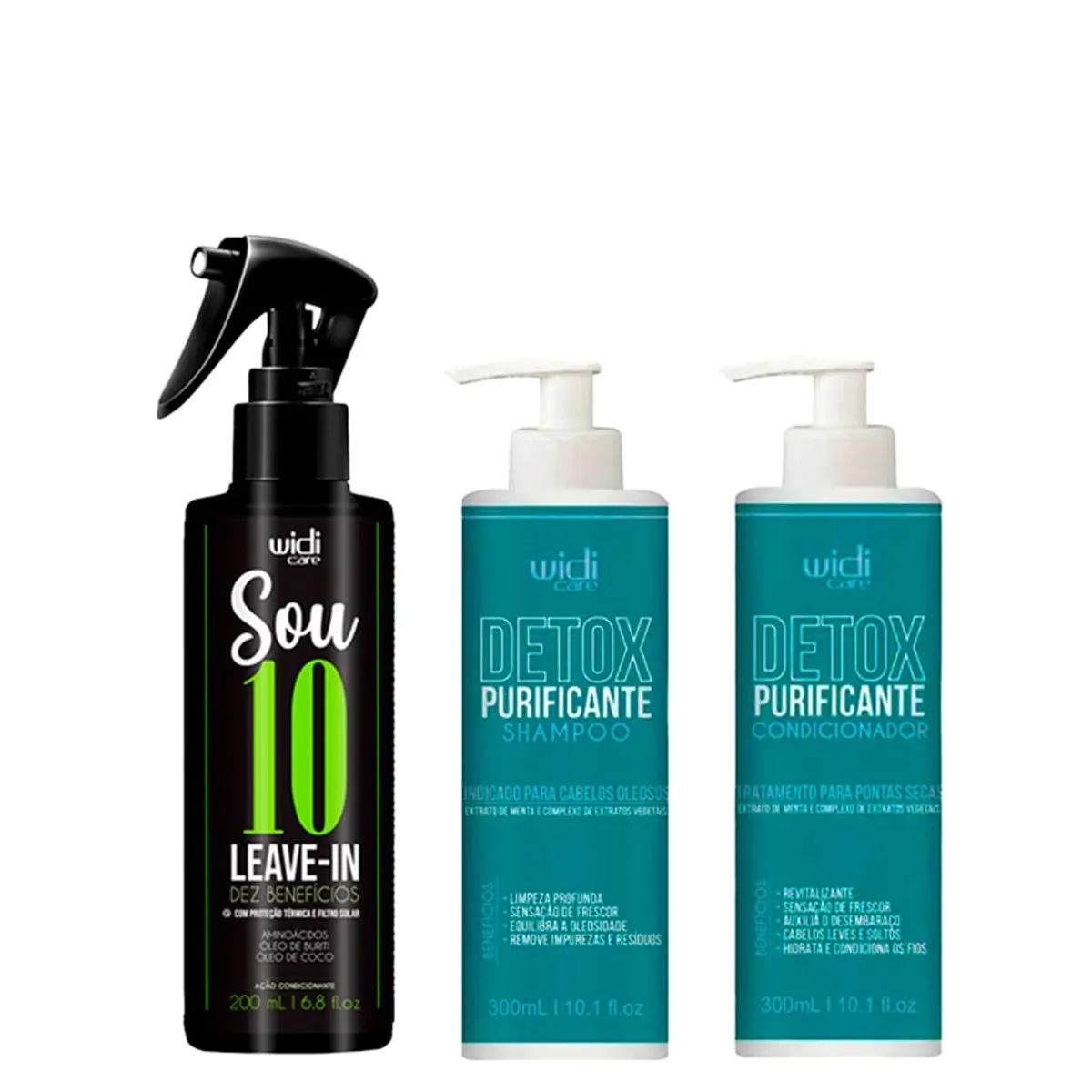 Kit Widi Care Detox Shampoo 300ml + Condicionador 300ml + Leave-In Sou 10 200ml