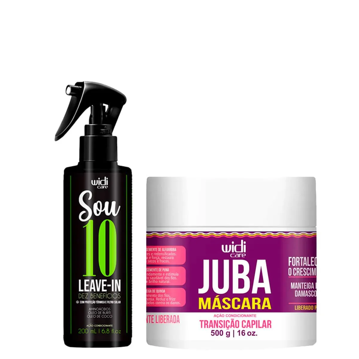 Kit Widi Care Juba Máscara 500g + Sou 10 Leave-In 200ml