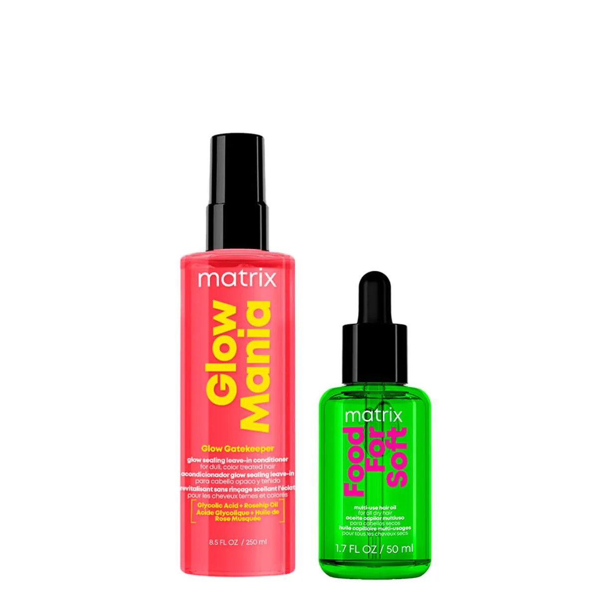 Kit Matrix Glow Mania Leave-In 200ml + Food For Soft Óleo 50ml