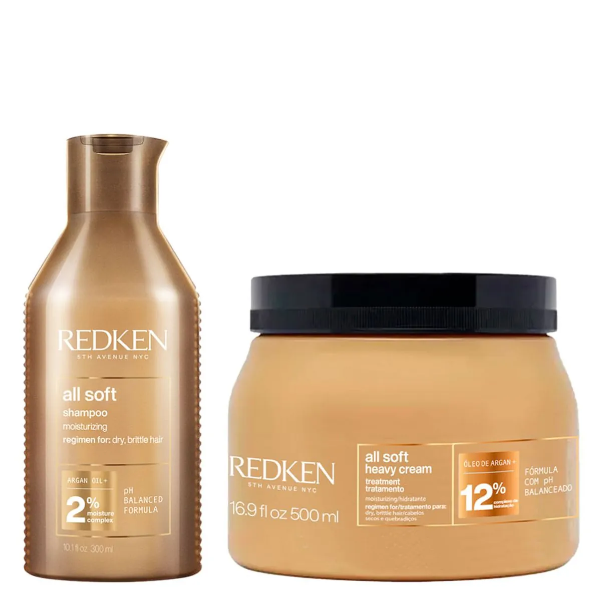 Kit Redken All Soft Shampoo 300ml + Máscara 500ml