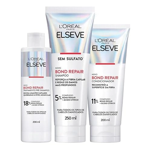 Kit Pré Shampoo 200ml Shampoo 250ml Condicionador 200ml Loréal Paris Elseve Bond Repair