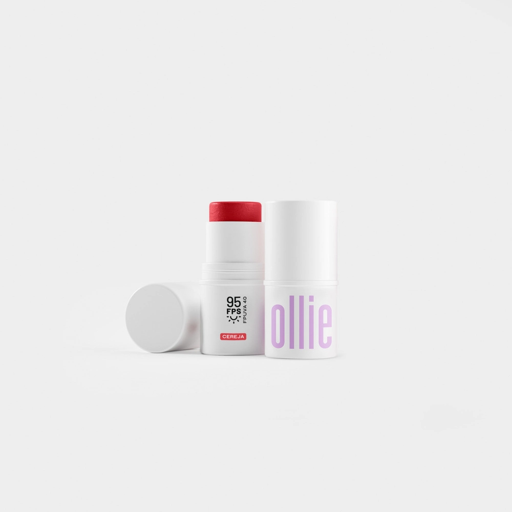 Bastao Facial Ollie 3 Em 1 Blush Batom E Sombra Cor Cereja 4,5g