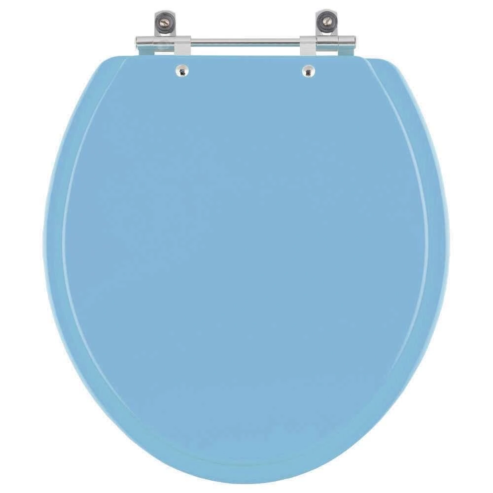 Assento Sanitário Mdf Oval Azul Claro Para Todas As Louças