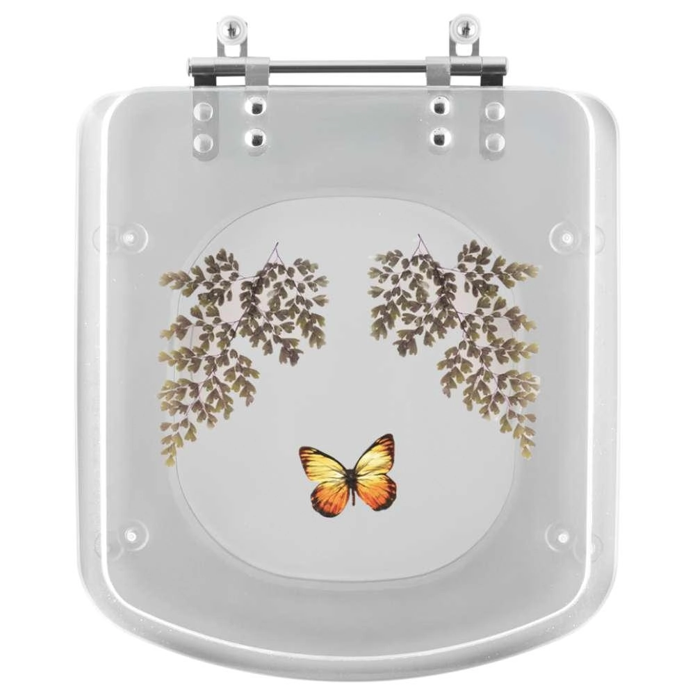 Assento Sanitário Bali Transparente Decorado Borboleta Para Incepa
