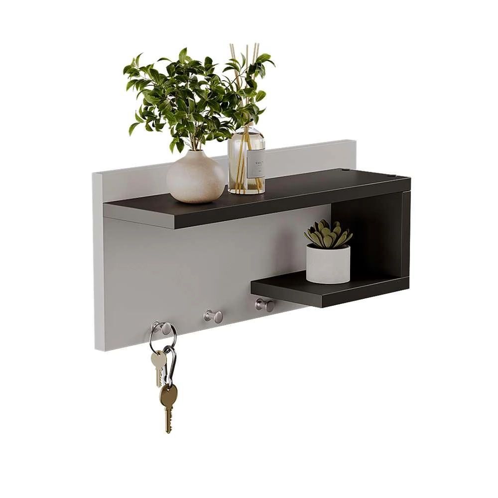 Porta Chaves De Parede Com 4 Ganchos Nero Branco E Preto