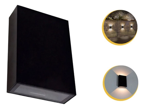 Kit 15 Arandela 2 Fachos Uso Externo Interno Led 4w - Preto - Bco Quente