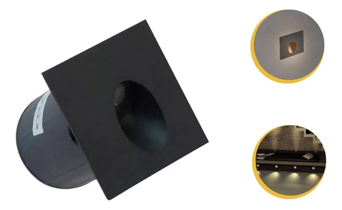 Kit 14 Balizador Parede Escada 3w Quente Quadrado - Preto - Preto