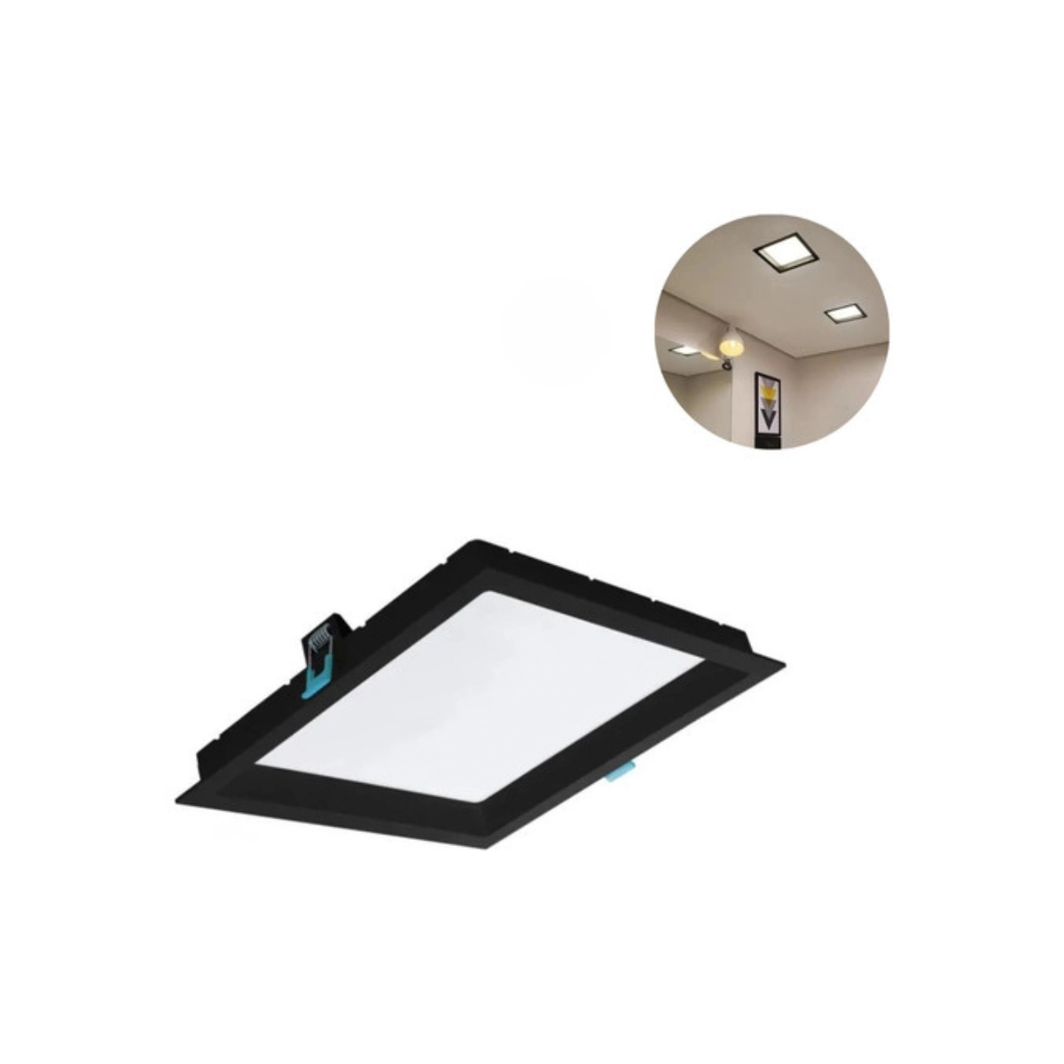 Kit 10 Painel Plafon Led Teto Embutir Quadrado 24w Bco / Pto - Preto - Bco Quente 3000k