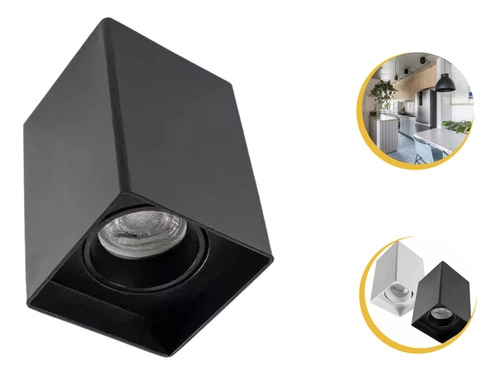 Kit 23 Spot De Sobrepor Quadrat C/23 Lâmpada Led Mr16 - Preto - Branco Neutro