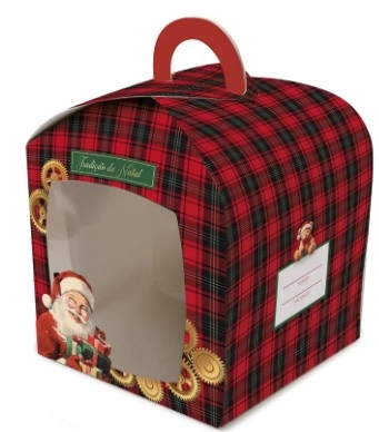 Caixa Panetone Arco Natal Magia Infinita P 12x12x12 C/visor 100g Cromus