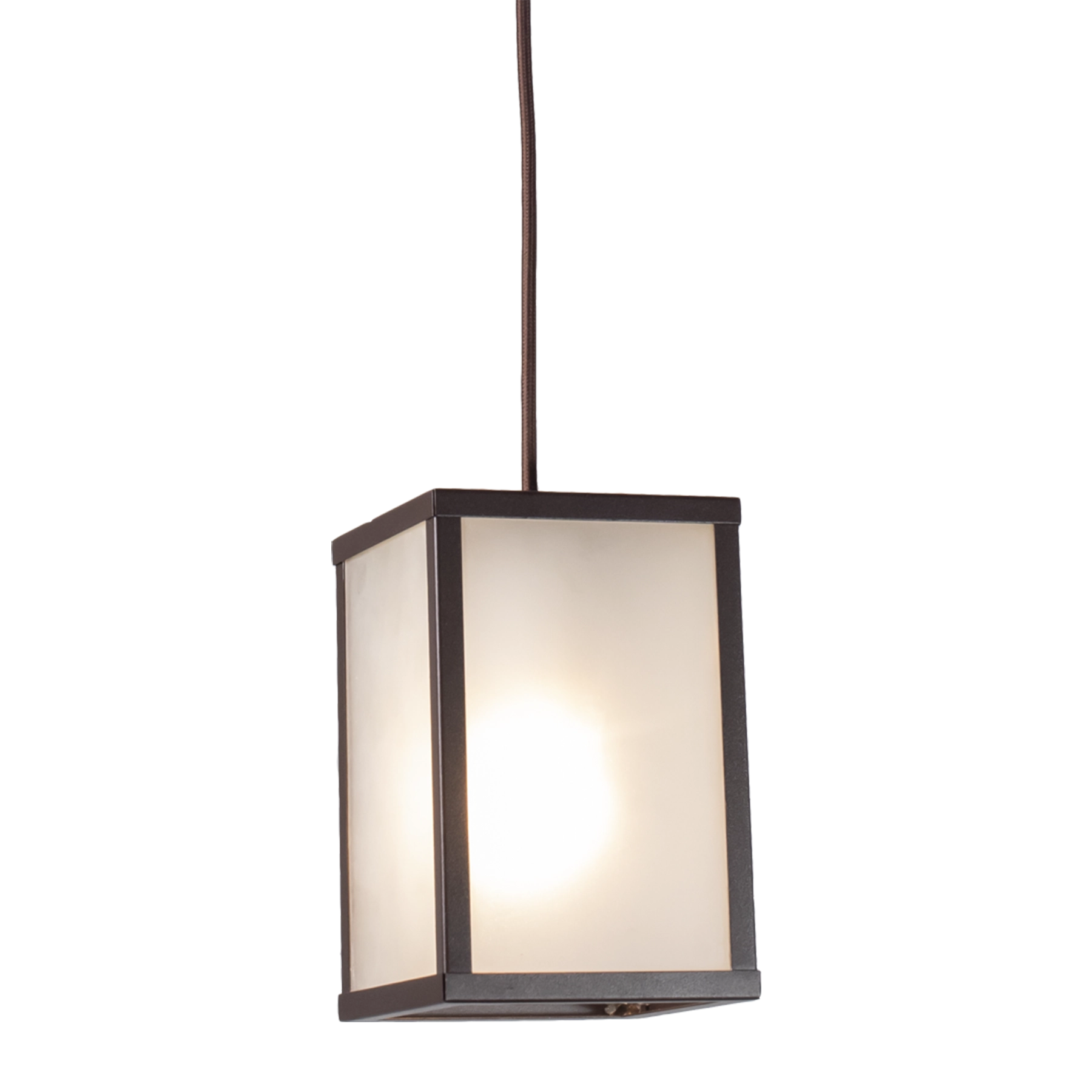 Pendente Retangular 1 Lâmpada Metal Marrom