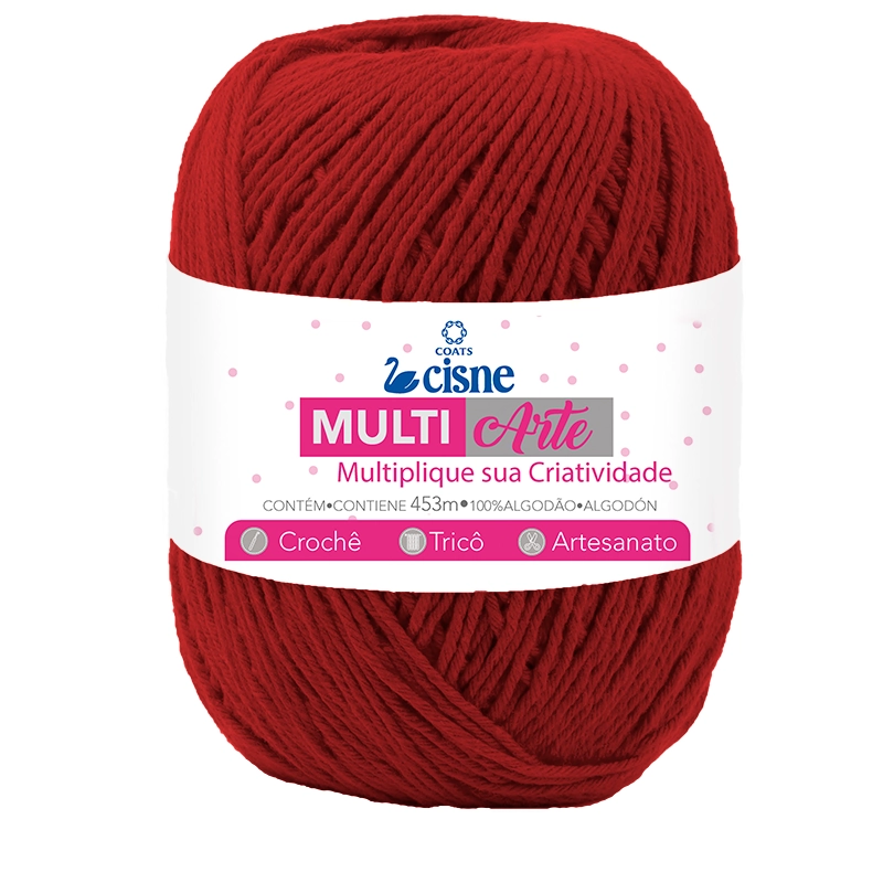 Linha Para Artesanato Cisne Multiarte Vermelho Escuro