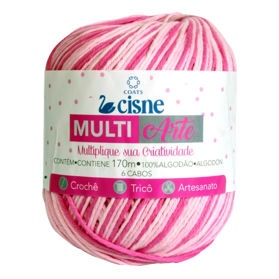 Linha Para Artesanato Cisne Multiarte Rosa/branco 02