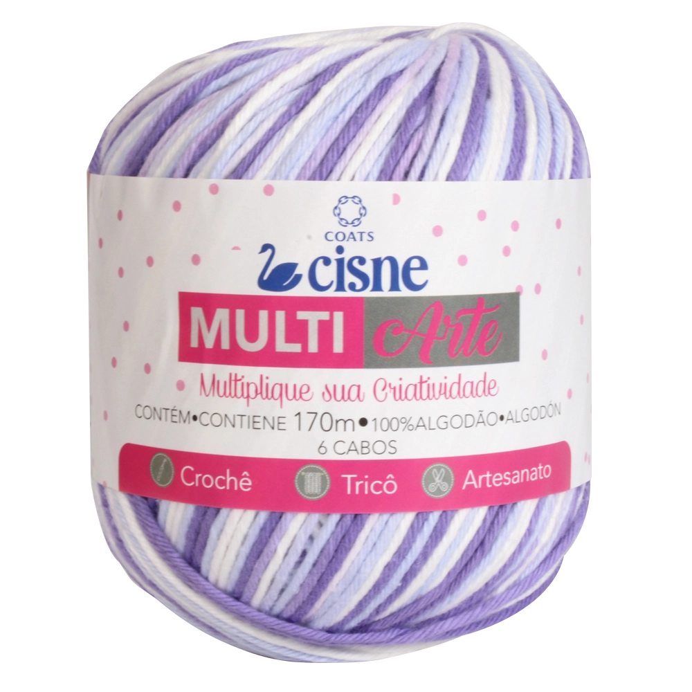 Linha Para Artesanato Cisne Multiarte Lilas/branco