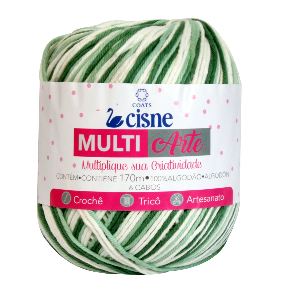 Linha Para Artesanato Cisne Multiarte Verde/branco