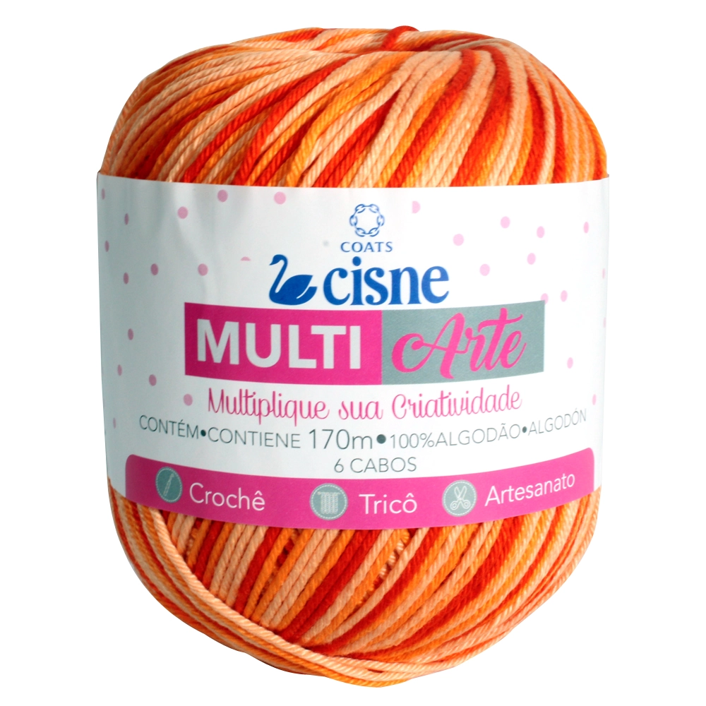 Linha Para Artesanato Cisne Multiarte Laranj/amarelo