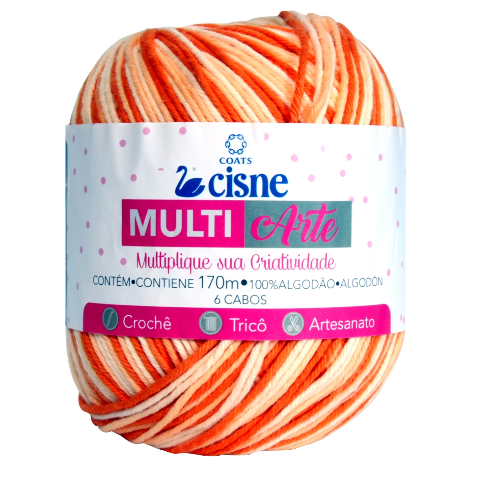 Linha Para Artesanato Cisne Multiarte Laranja/cru