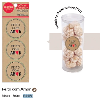 Adesivo Red. Feito C/amor 6cm C/6 Cromus
