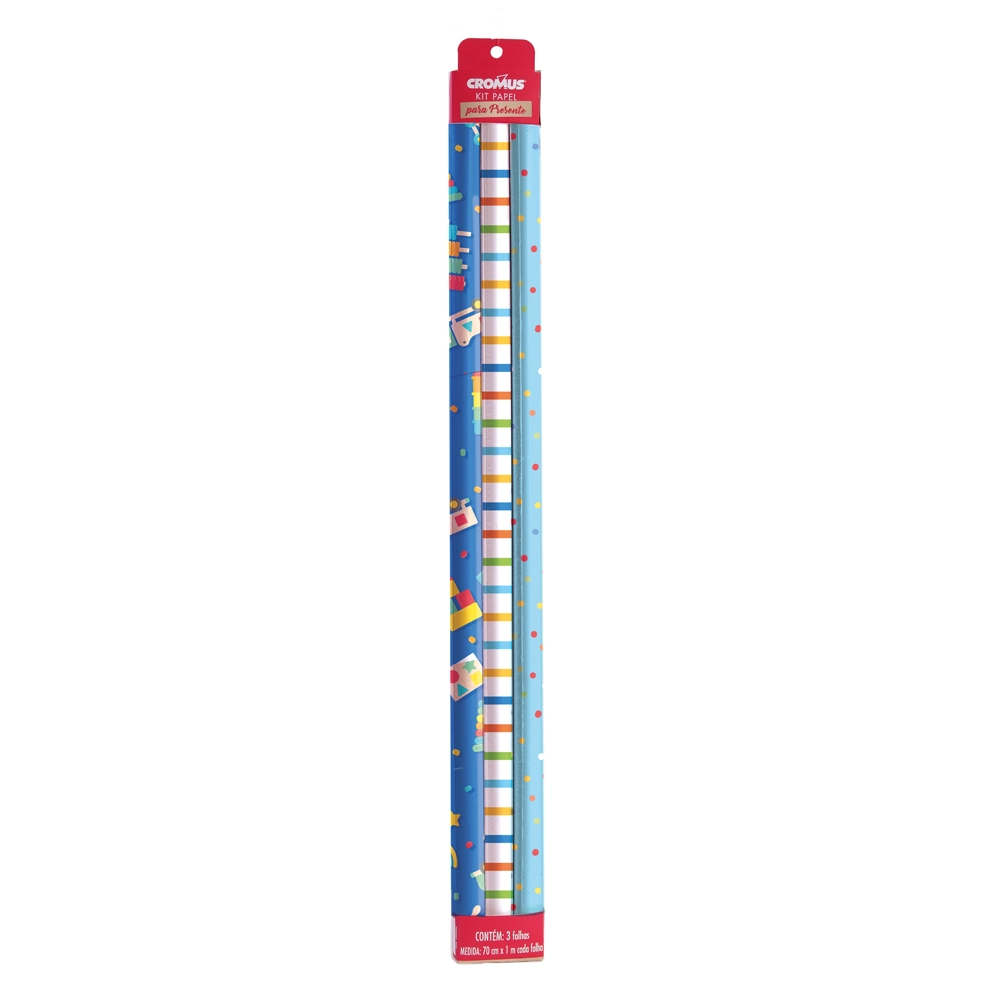 Kit Papel Presente Brinquedoteca 70x100cm Cromus 3un