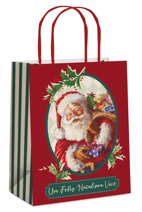 Sacola Papel Noel Carmin Cromus M 26x19,5x9,5 C/1 Un Cfsc