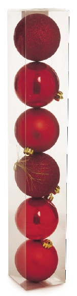 Jg.c/6 Bolas Natal Cromus 8cm Vermelho