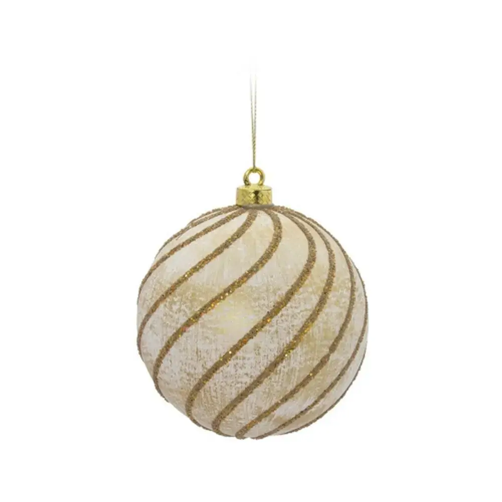 Bola Natal Cromus Listras Ouro 8cm C/6