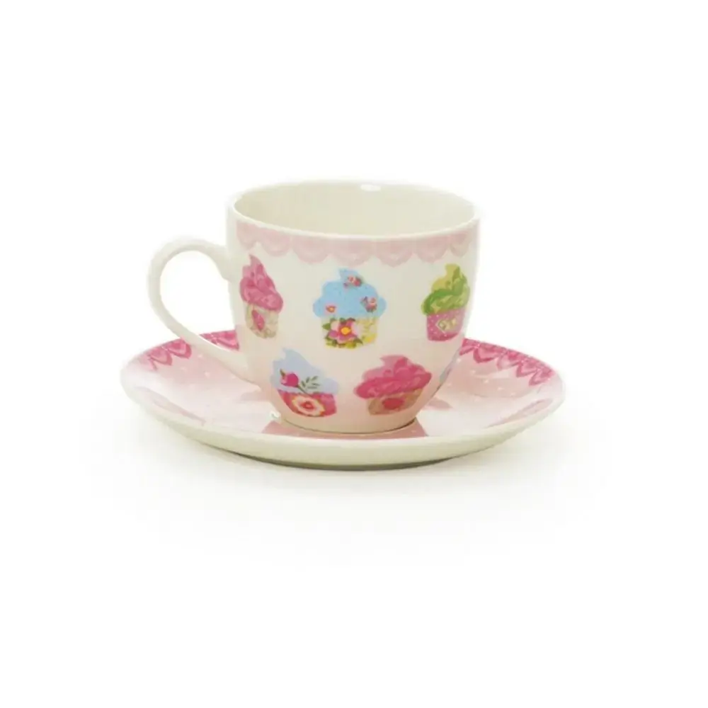 Conjunto.xicara Ceramica Cromus Cupcake Romantic C/poa