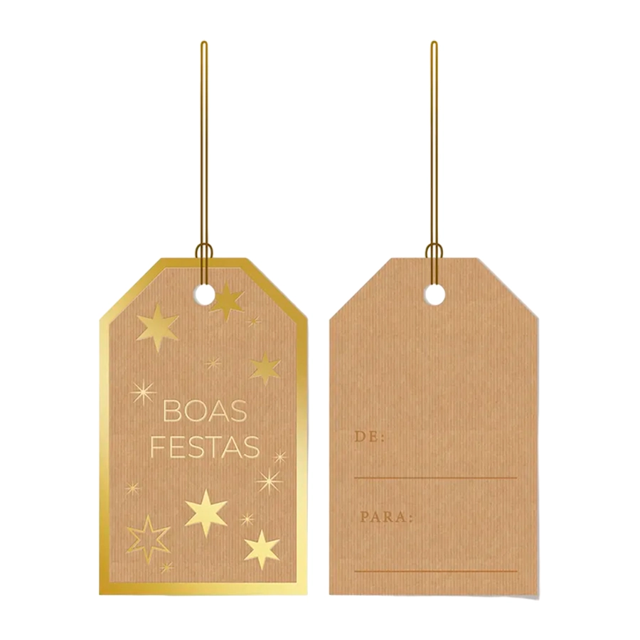Tags De/para Boas Festas Ouro 5x8cm 12un 18000133 Cromus