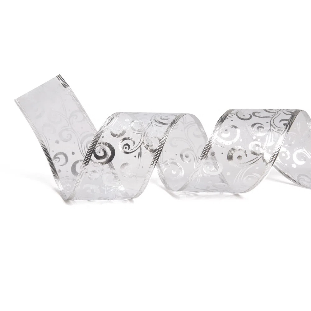 Fita Caracol Metalizado Prata 6.3cm