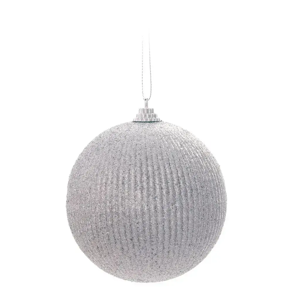 Bola Natal Cromus Glitter/prata 10cm C/6