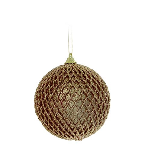 Bola Natal Cromus 10cm Ouro C/glitter Quadriculada