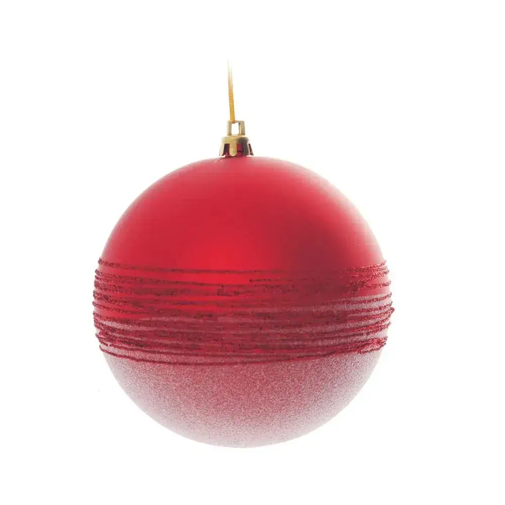 Bola Natal Cromus Acucar/verm.listras 12cm C/2
