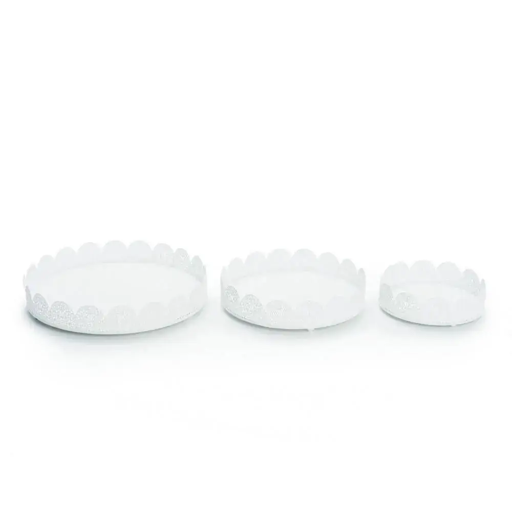 Jg.cake C/3 Suportes Cromus Branco Borda Rendada