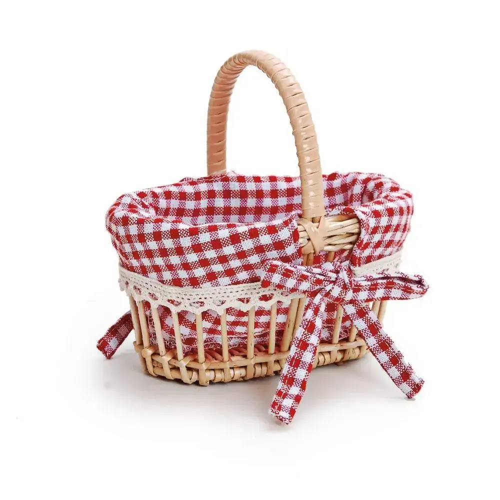 Mini Cesta Vime Cromus Pic Nic Xadrez Vermelho