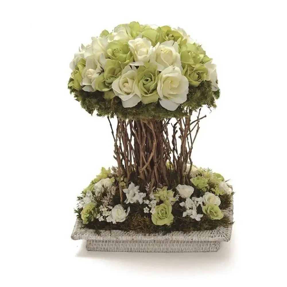 Bouquet Topiaria Cromus C/rosas Fran.40x30cm Br/vd