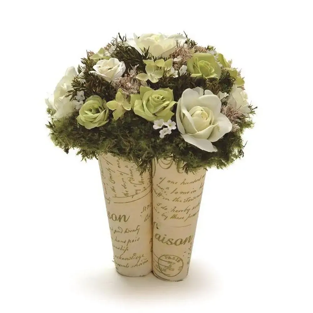 Bouquet Vaso Cromus C/rosas Sortidas 28x20cm Br/vd