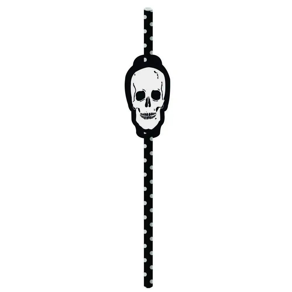 Canudo Papel Cromus C/aplique Skull Party