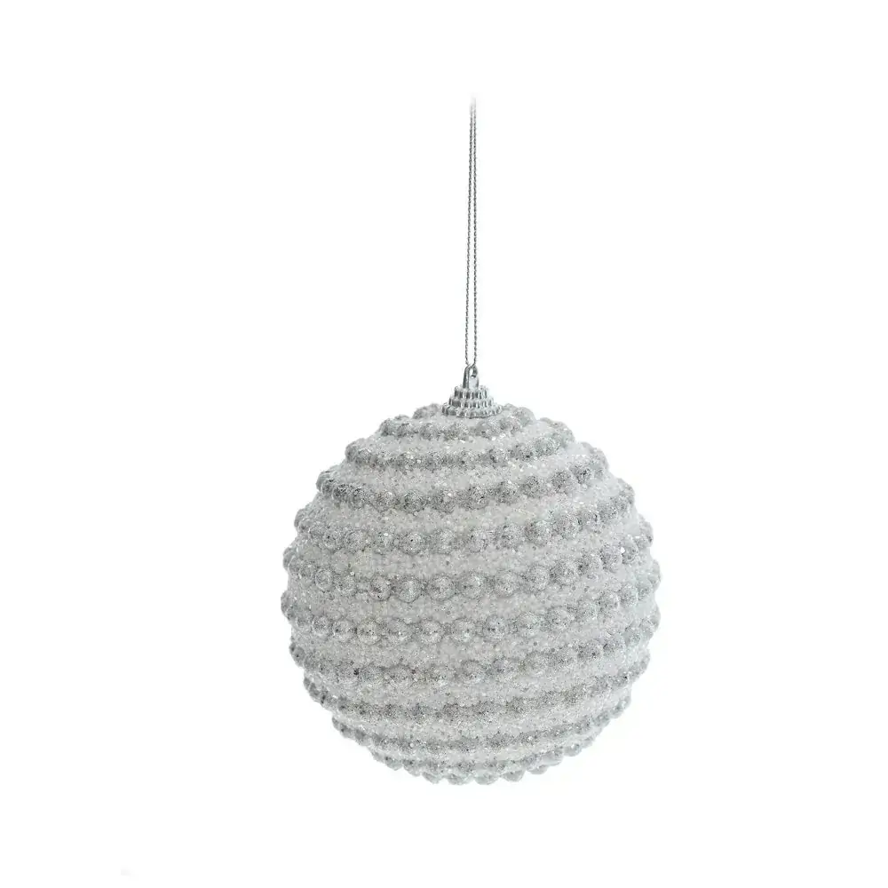 Bolas Natal Cromus 8cm C/6 Listras Branca