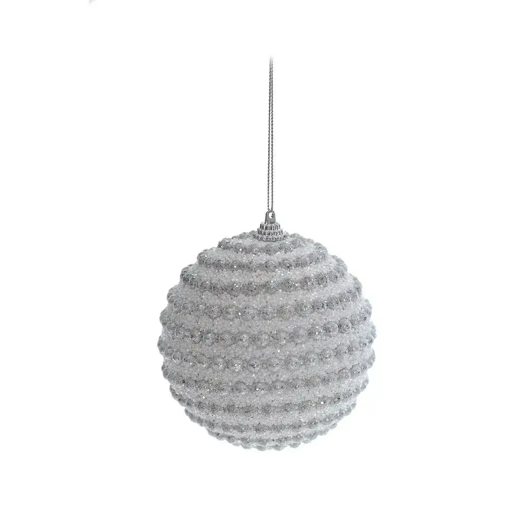 Bolas Natal Cromus 10cm C/6 Listras Branca