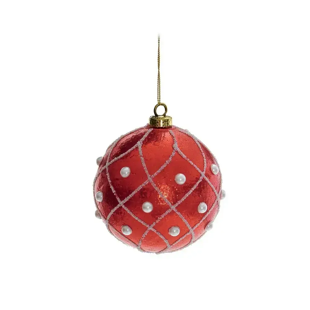 Bola Natal Cromus Verm/perolas 10cm C/6