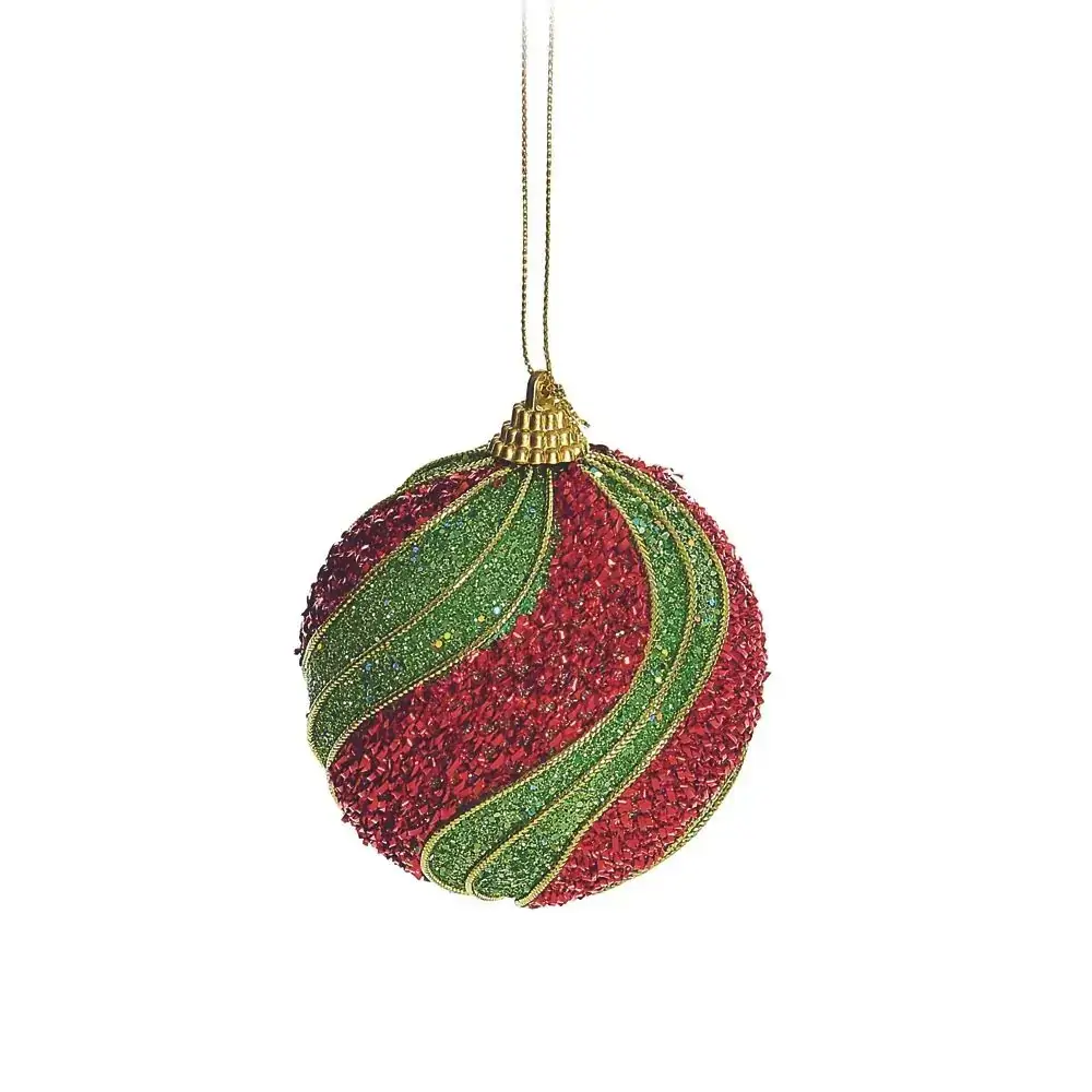 Bola Natal Cromus 8cm Gliter Listras Vm/ Vd