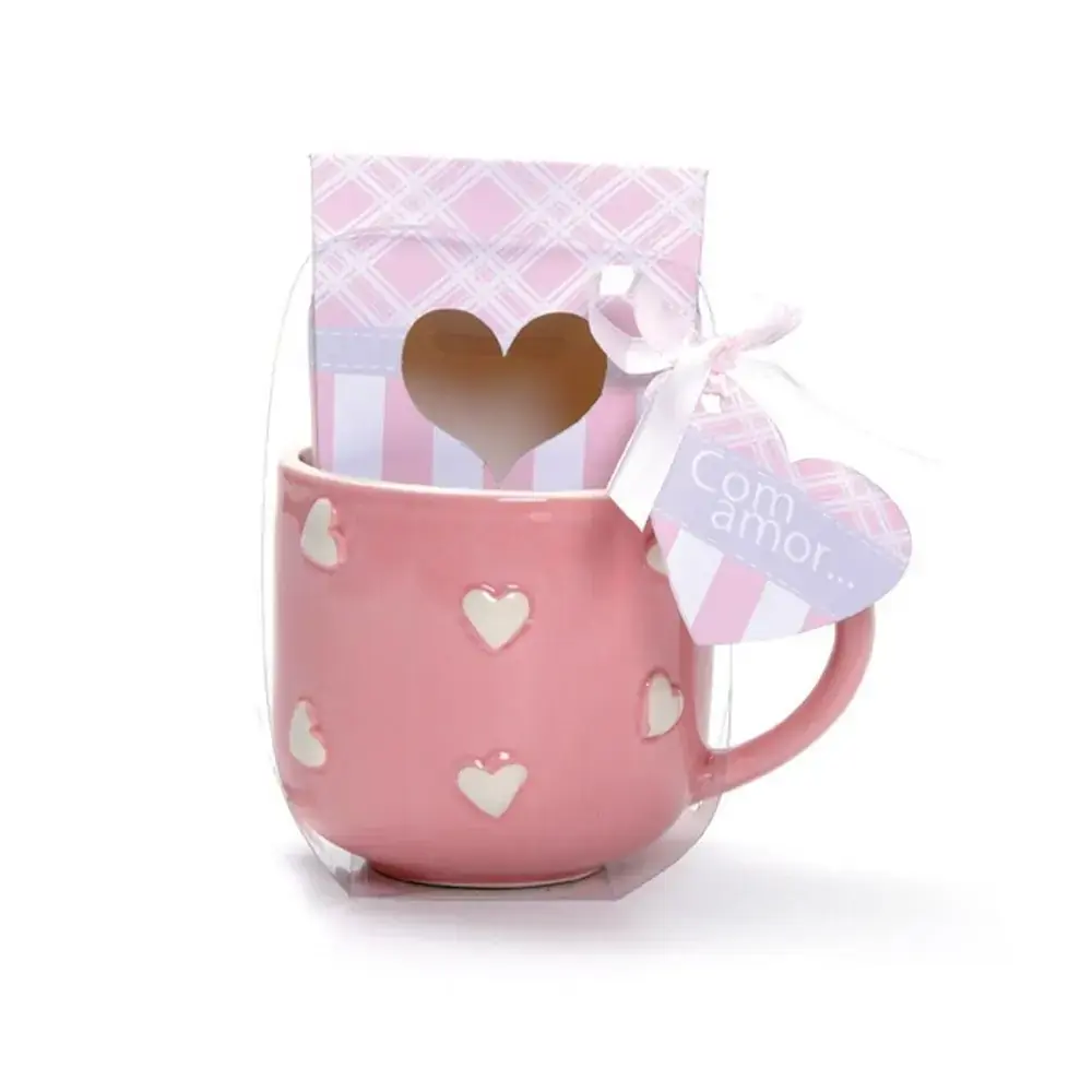 Caneca Cromus Tema Coracao Rosa