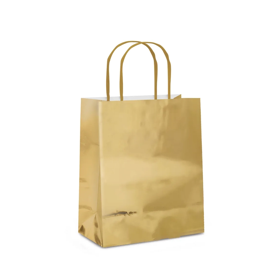 Sacola Papel Ouro Metal M Cromus Uni