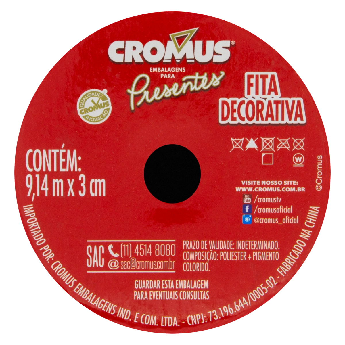 Fita Decorativa Amarela Cromus 9,14m X 3cm