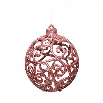 Bolas Arabesco Vazado Rosa C/06 8cm Ref.1714163