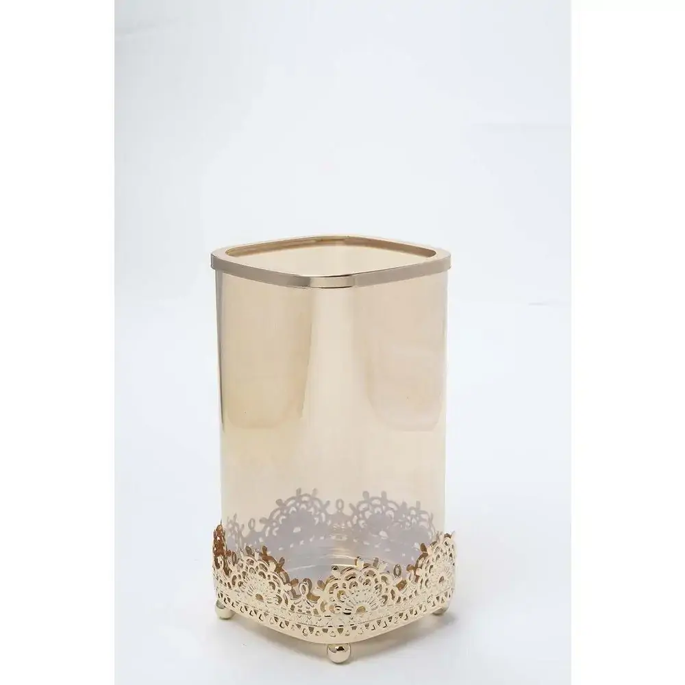 Porta Vela Cromus Base Decorada Ouro Mod.02