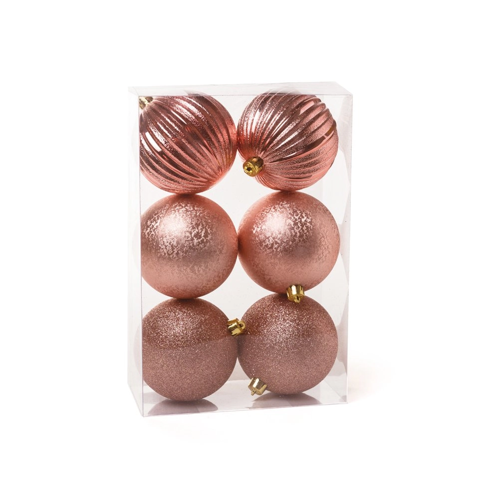 Bola Cromus Glitter Texturiza Listras Rsg 10cm C/6pc