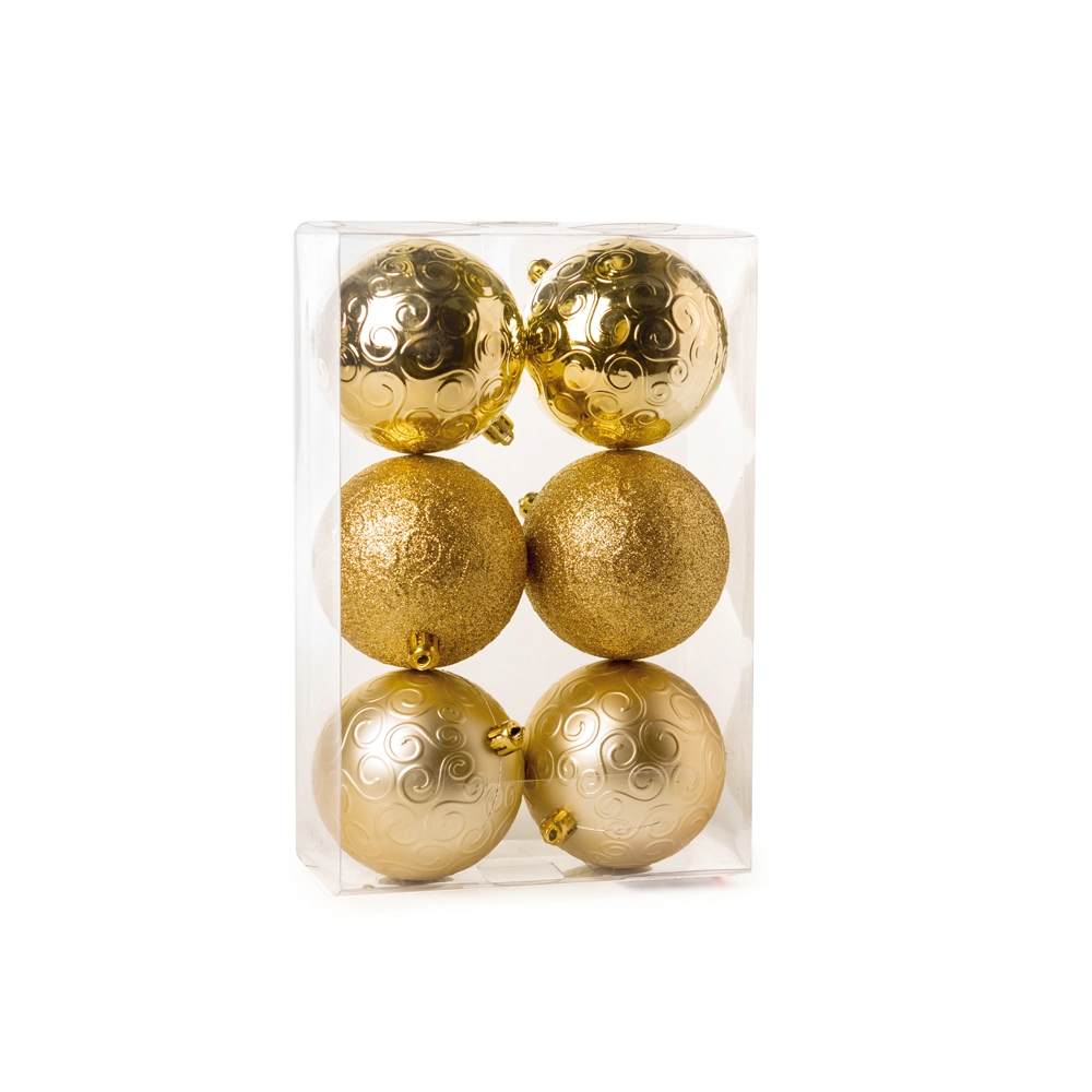 Bola Arabesco Brilho/mate/glitter Ouro 8cm C/6