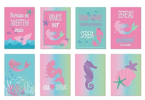 Cartaz Decorativo Sereia Sort C/8